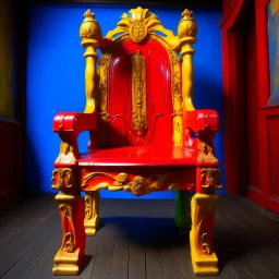 trono rosso e oro, borbonico napoletano , sopra versati vernice azzurra e giallo