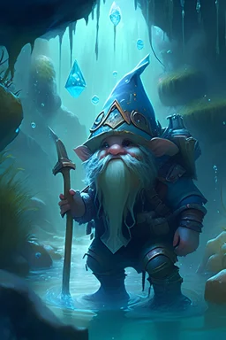 BRAVE GNOME RANGER FROM AN UNDERWATER CITY ONCE DRY BY A MAGICAL FORCE FIELD WHO DOESN'T UNDERSTAND THE CONCEPT OF POLITENESS