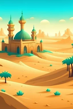 arabian desert side scroller game level design mosque in background