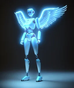 Angel robot, dynamic lighting, hyper realistic