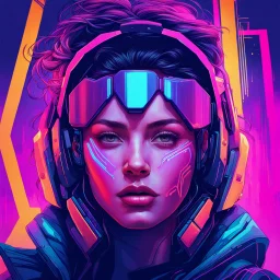 a woman's face is shown with a multicolored background, cyberpunk art by Sam Spratt, cgsociety, computer art, synthwave, retrowave, darksynth