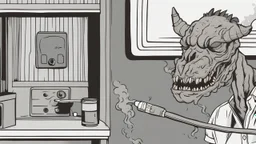 Cartoon deathclaw smoking weed