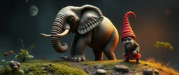 elephant ant hill with a weird funny hobgoblin gnome