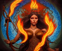 Four doll divine representing the four elements. One:Fire, Two:Earth, Three:Air, Four:Water. Mark Brooks and Dan Mumford, comic book art. Detailed photograph. Insanely intricate face, long hair. Unreal Engine 5 volumetric. Fantasy art album cover HD resolution