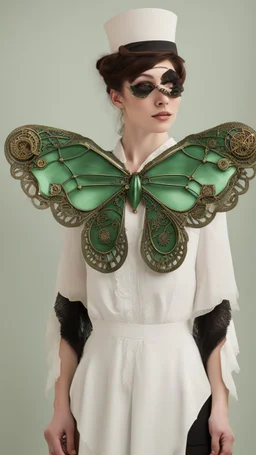 metal steampunk green moth wings