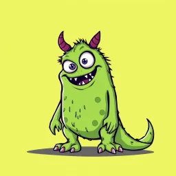 cartoon monster on solid color background