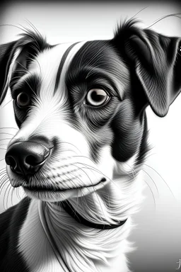 A hyper-realistic jack Russell terrier drawn using lines