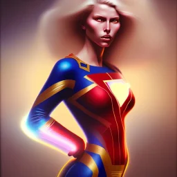 blonde superwoman. oil on canvas, kodachrome, volumetric light