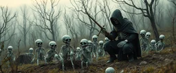 ninja necromancer in the wild, raising skeleton babies