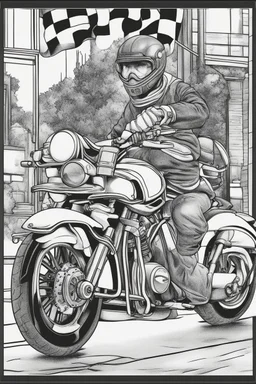 coloring page for kids, MOTORCYCLE, thick outline, low details, no shading, no color