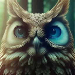 intricate details, realistic, octane, unreal engine, portrait, natural lighting,zoomed out + portrait, volumetric lighting, shiny,extreme detail, Photorealism, High detail, Hyper realistic Owl in forest, macro lens blur,abstract paint, sharp,eos5d mark 4, ef 85mm 5.6, focus, trending by artstation