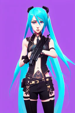 hatsune miku with a ak-47