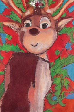 Portrait lady, full body shot, full-color medium shot style of Rudolph the red nosed reindeer tv special