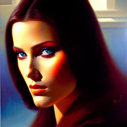 portrait of beautiful Android C-18 painting by Brom , oil on canvas, cinematic composition, extreme detail,fit full head inside picture