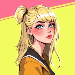 a popular girl, blonde, digital art, stylised