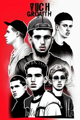 Extremely rich young white rap group portrait