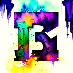 Letter "H" - cyberpunk style - Watercolor and watercolor painted style - Jenna Rainey style