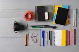 school supplies on a desk, real photography, photojournalism