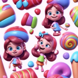 candy girl teenager, stylized 3d. pixar, cartoon