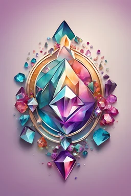 Something Zen :logo featuring gems and crystals that is Whimsical vibrant colors
