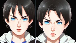 Satoru Gojo black background bright blue eyes