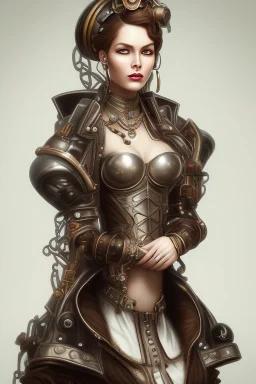 portrait of a steampunk lady on a white background