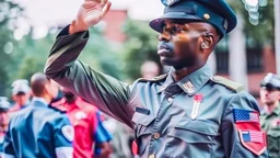 soldier giving a respectful salute to officer