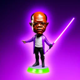 Hairless Samuel jackson purpleGlow jedi bobblehead gripping a Single (purple) and boots