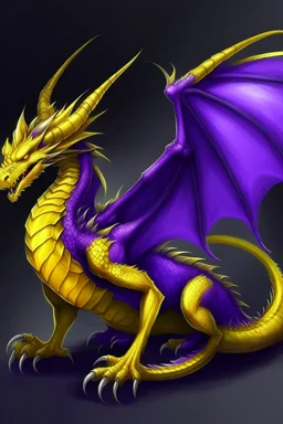 A purple dragon with yellow wings