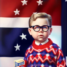 ralphie peter billingsley glasses, chubby boy in argyle sweater holding a bar of (red soap)