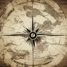 Compass on top of an old leathery ocean map