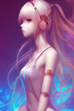 A beautiful anime girl in abstract background