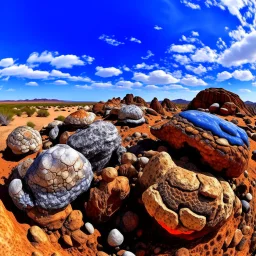 Fantastic mineral constructions and multicolored concretions under a sparkling sky in a desert panorama, reminiscent of the fiery expanses of Arizona