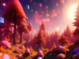 gold and red crystal cosmic and galactic ambiance hill sky rocks sunny trees , full of details, smooth, bright sunshine，soft light atmosphere, light effect，vaporwave colorful, concept art, smooth, extremely sharp detail, finely tuned detail, ultra high definition, 8 k, unreal engine 5, ultra sharp focus