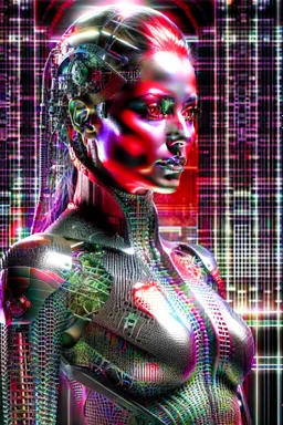 Generate an 8k image of a futuristic Hollywood superstar with android features, inspired by Luis Royo's art, wearing a metallic exosuit.In black and white, he draws the stages of human development from fetus to old age In a long room and a graveyard, and there is only one lighting source