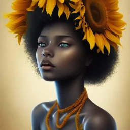 black girl with sunflower