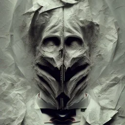 rendered in blender trash bag on his head and crumpled paper as a texture, collage paper and tape, slit - scan photography, high resolution, cinematic, unreal 6, breathtaking detailed