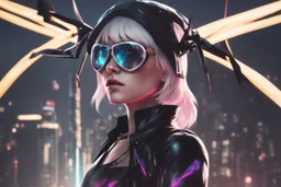 Spidergwen in 8k nier automata drawing style, spider them, cinematic mood, neon effect, close picture, rain, highly detailed, high details, detailed portrait, masterpiece,ultra detailed, ultra quality