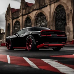2023 BLACK AND RED DODGE CHALLENGER FULLVIEW