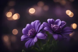 Beautiful purple flowers on a dark background with bokeh.