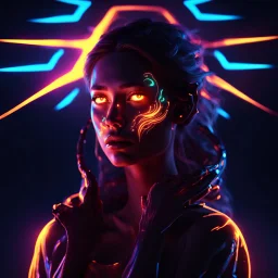 Cosmic dream face, woman, neon, abstract, amazing shadow and lightning, 4k, cinematic, glowing eyes, cosmic, face, dream, space, stars, amazing, art, glowing, fire