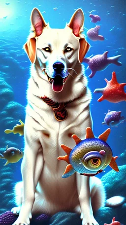 Dog sea bubbles