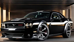 A (((Mustang Dodge Challenger))) featuring a luxurious interior, advanced technologies, and a sleek body kit designed by MANSORY, exuding an air of sophistication and power