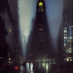  Gotham city, Neogothic architecture,Beaux Arts architecture by Jeremy mann, point perspective,