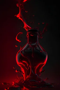 Red elixir, black background, 8k, high quality, highly, detailed