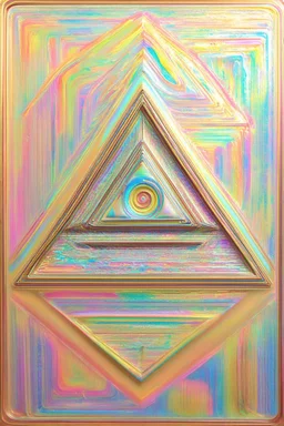Impossible triangle inspired by Hundertwasser and Kandinsky; Golden Hour; Controversial; Mendacious; Audacious; Whimsical; sparkly Pale Fluid Metal Pastel palette
