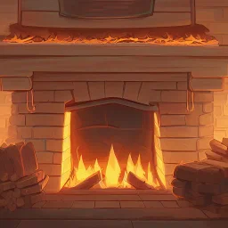 A fireplace with logs made with gingerbread,digital illustration, hyperdetailed, cute