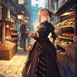 steampunk girl, streetMarket,