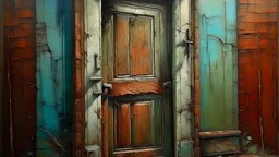 Enter another world with this captivating painting of a door on a cracked wall. Let your imagination run wild as you ponder what lies beyond this mysterious entrance.