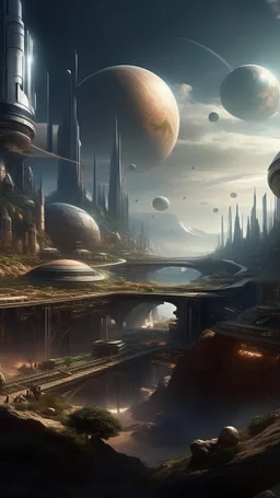 sci fi planet, busy town